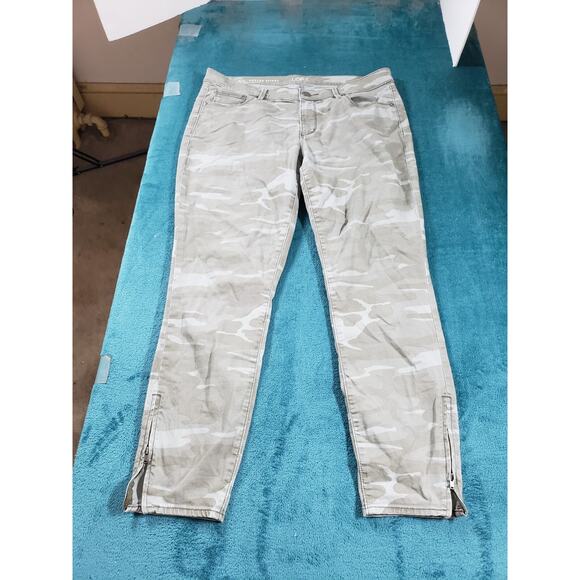 Loft Jeans Sz 12 Womens Gray Stretch Camouflaged Pants Modern Skinny Ankle - Picture 1 of 12